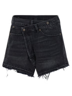 R13 Black Cotton Bermuda Shorts
