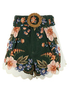 FARM RIO Bicolor Linen Bermuda Shorts