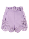 FARM RIO Purple Linen Bermuda Shorts