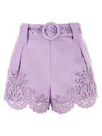 FARM RIO Purple Linen Bermuda Shorts