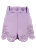FARM RIO Purple Linen Bermuda Shorts