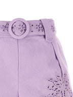FARM RIO Purple Linen Bermuda Shorts
