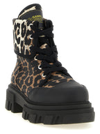 Ganni Multicolor Cotton Lace-Up Boots