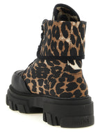 Ganni Multicolor Cotton Lace-Up Boots