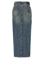 R13 Blue Cotton Mini Skirt