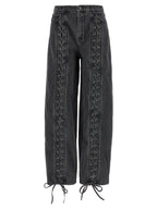 ROTATE BIRGER CHRISTENSEN Black Cotton Straight-Leg Jeans