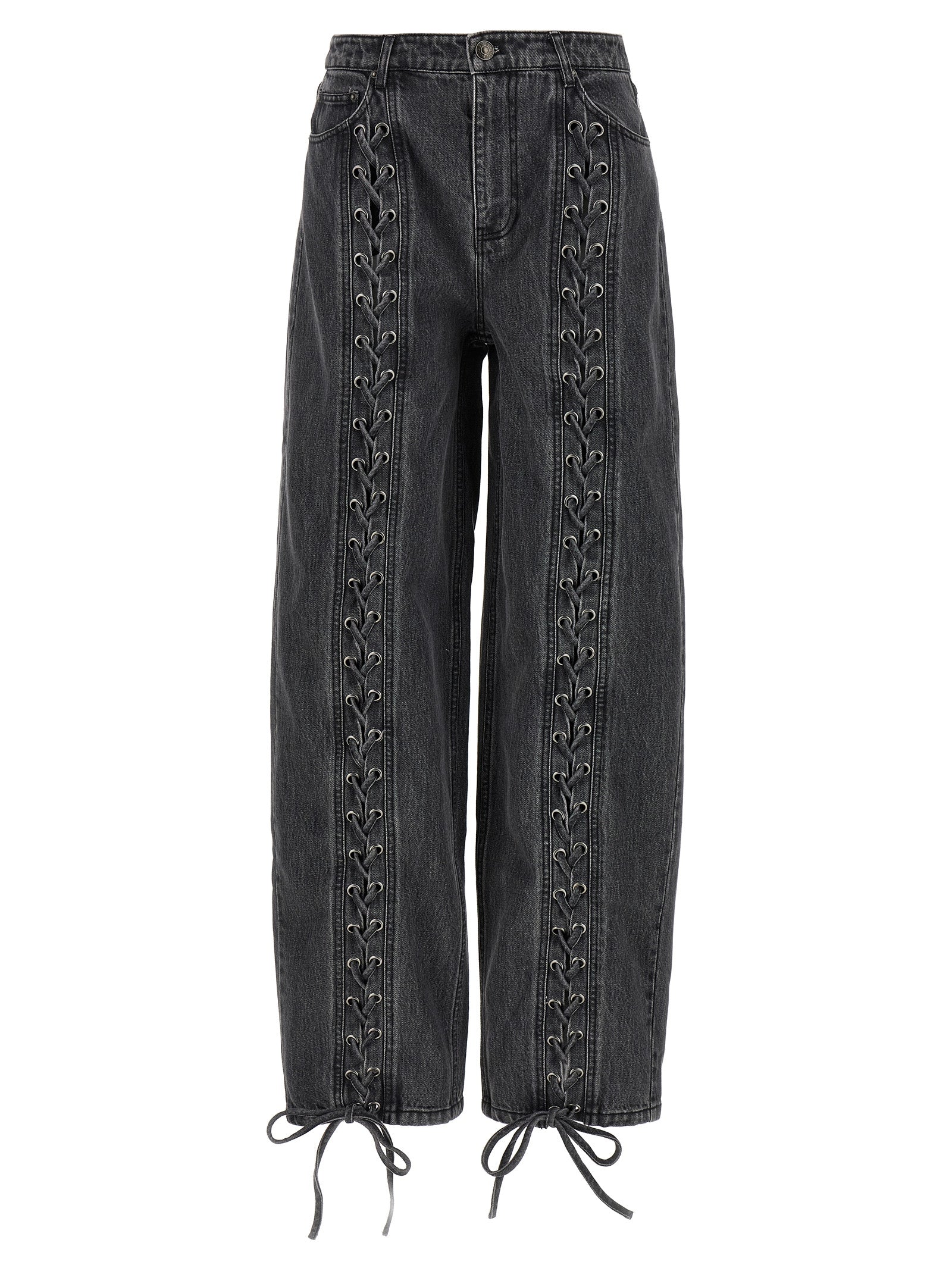 ROTATE BIRGER CHRISTENSEN Black Cotton Straight-Leg Jeans