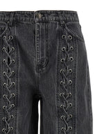 ROTATE BIRGER CHRISTENSEN Black Cotton Straight-Leg Jeans