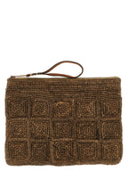 Ibeliv Brown Raffia Clutch Bag