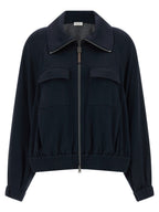 Brunello Cucinelli Blue Cotton Bomber
