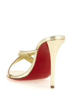 Christian Louboutin Gold Lambskin Stiletto Heel Sandals