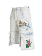 GCDS Blue Cotton Bermuda Shorts