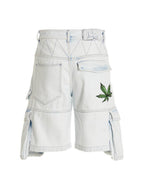 GCDS Blue Cotton Bermuda Shorts