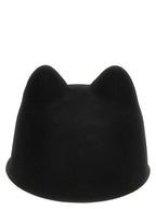 Maison Michel Black Rabbit Fur Cap (Baseball Hat)