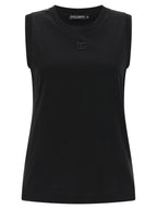 Dolce & Gabbana Black Cotton Sleeveles T-Shirt