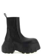 Rick Owens Black Ramie Ankle Boots