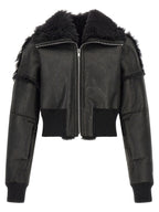 Rick Owens Black Lamb Fur Leather Jacket