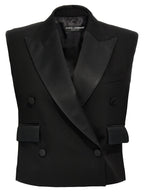 Dolce & Gabbana Black Silk Sleeveless Jacket