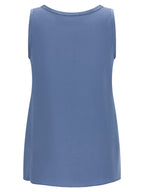 Brunello Cucinelli Blue Silk Sleeveles T-Shirt