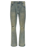 PURPLE Blue Cotton Flared Jeans