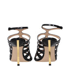 Black Leather Stiletto Heel Sandals