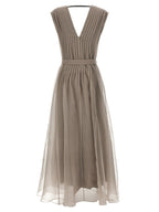 Brunello Cucinelli Beige Silk Long Dress