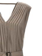 Brunello Cucinelli Beige Silk Long Dress