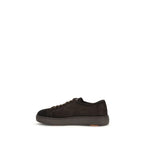 Santoni Brown Calf Leather Bos Taurus Low Top Sneakers