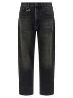 R13 Black Cotton Straight-Leg Jeans