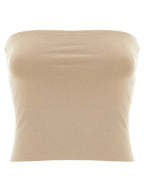Brunello Cucinelli Beige Cotton Sleeveles T-Shirt