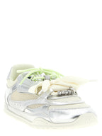 PINKO Silver Leather Athletic Sneakers