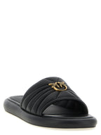 PINKO Black Lambskin Slides