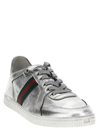 Gucci Silver Lamb Leather Athletic Sneakers