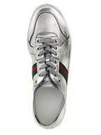 Gucci Silver Lamb Leather Athletic Sneakers