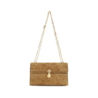 Savette Beige Calf Leather Bos Taurus Clutch Bag