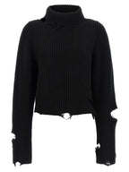 Haikure Black Merino Wool Cardigan