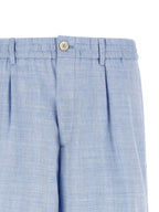 Brunello Cucinelli Blue Linen Bermuda Shorts