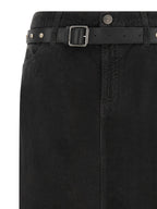 PINKO Black Cotton Midi Skirt