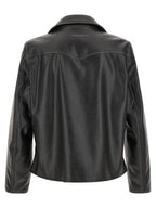 MM6 Maison Margiela Black Polyester Leather Jacket