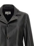 MM6 Maison Margiela Black Polyester Leather Jacket