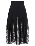 Dolce & Gabbana Black Silk Midi Skirt