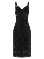 Dolce & Gabbana Black Polyamide Midi Dress