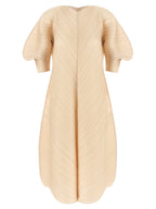 PLEATS PLEASE ISSEY MIYAKE Beige Polyester Midi Dress