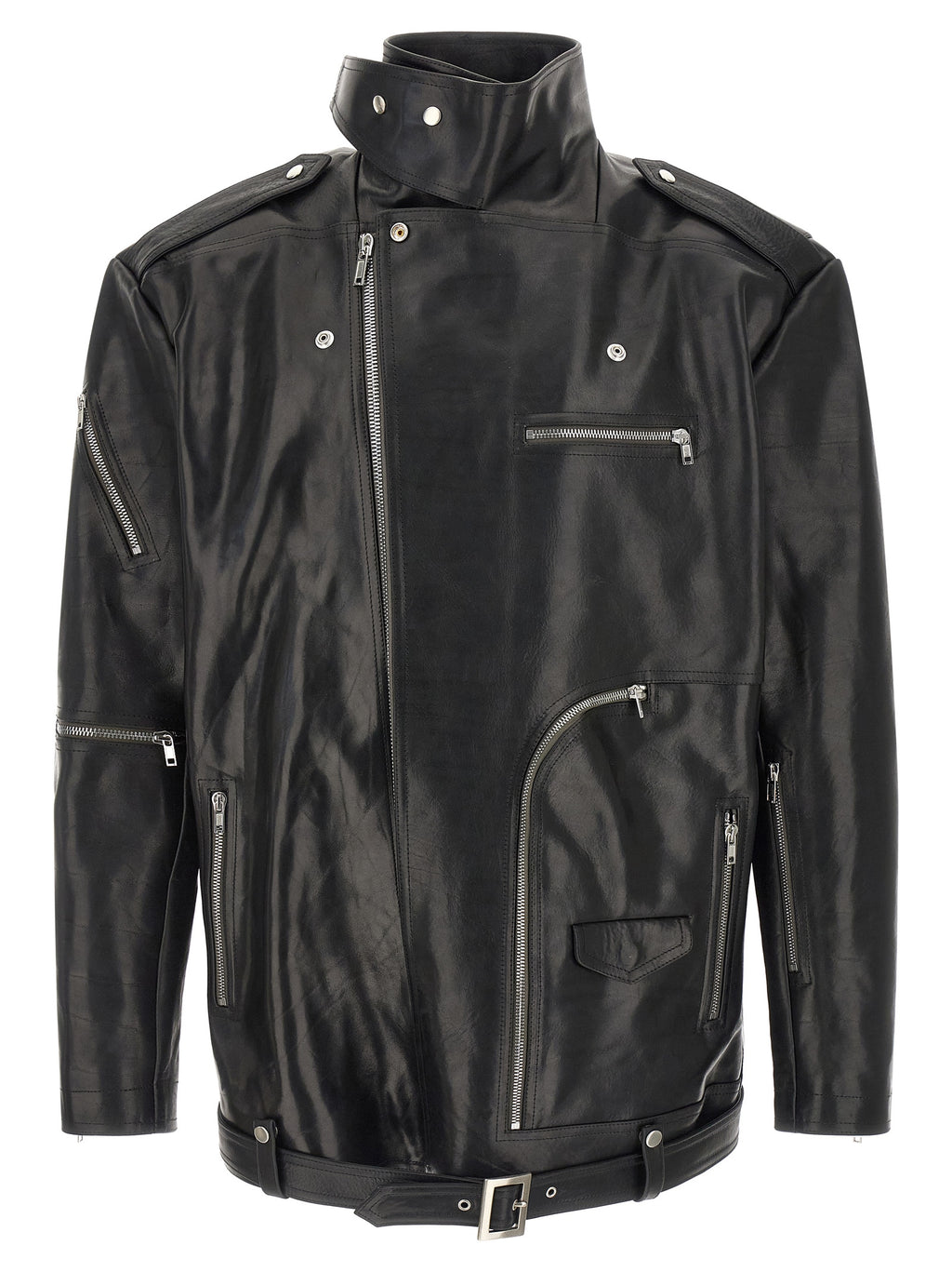 Rick Owens Black Bull Skin Leather Jacket
