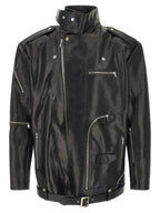 Rick Owens Black Bull Skin Leather Jacket