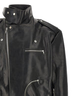 Rick Owens Black Bull Skin Leather Jacket