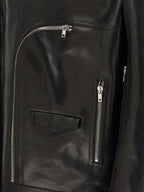Rick Owens Black Bull Skin Leather Jacket