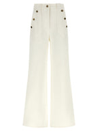 Max Mara White Cotton Flared Pants