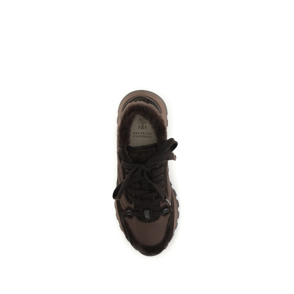 Brunello Cucinelli Black Calf Leather Bos Taurus Athletic Sneakers