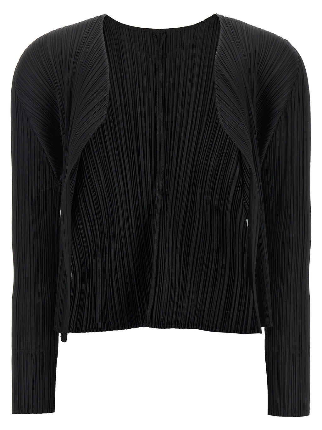 PLEATS PLEASE ISSEY MIYAKE Black Polyester Cardigan